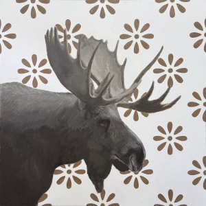 Moose Encounters 36"x36" oil on cradled birch board $3600