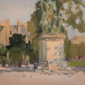 Charlemagne and Notre Dam. 12"x16" oil on canvas.