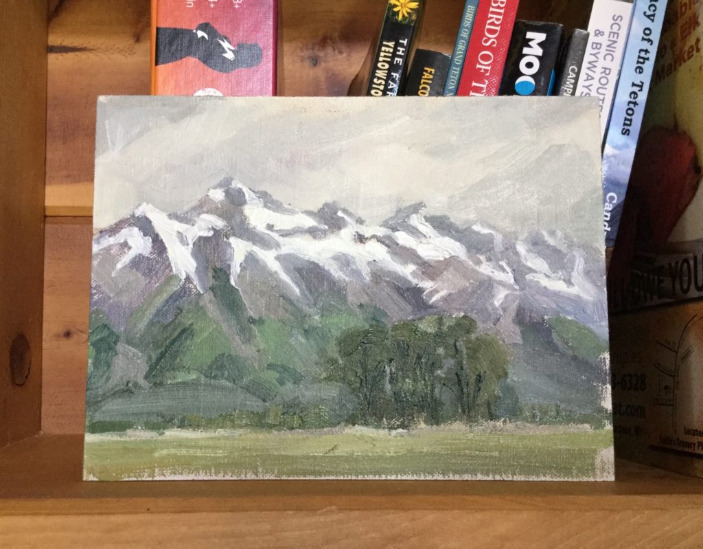 Grand Tetons in oil 