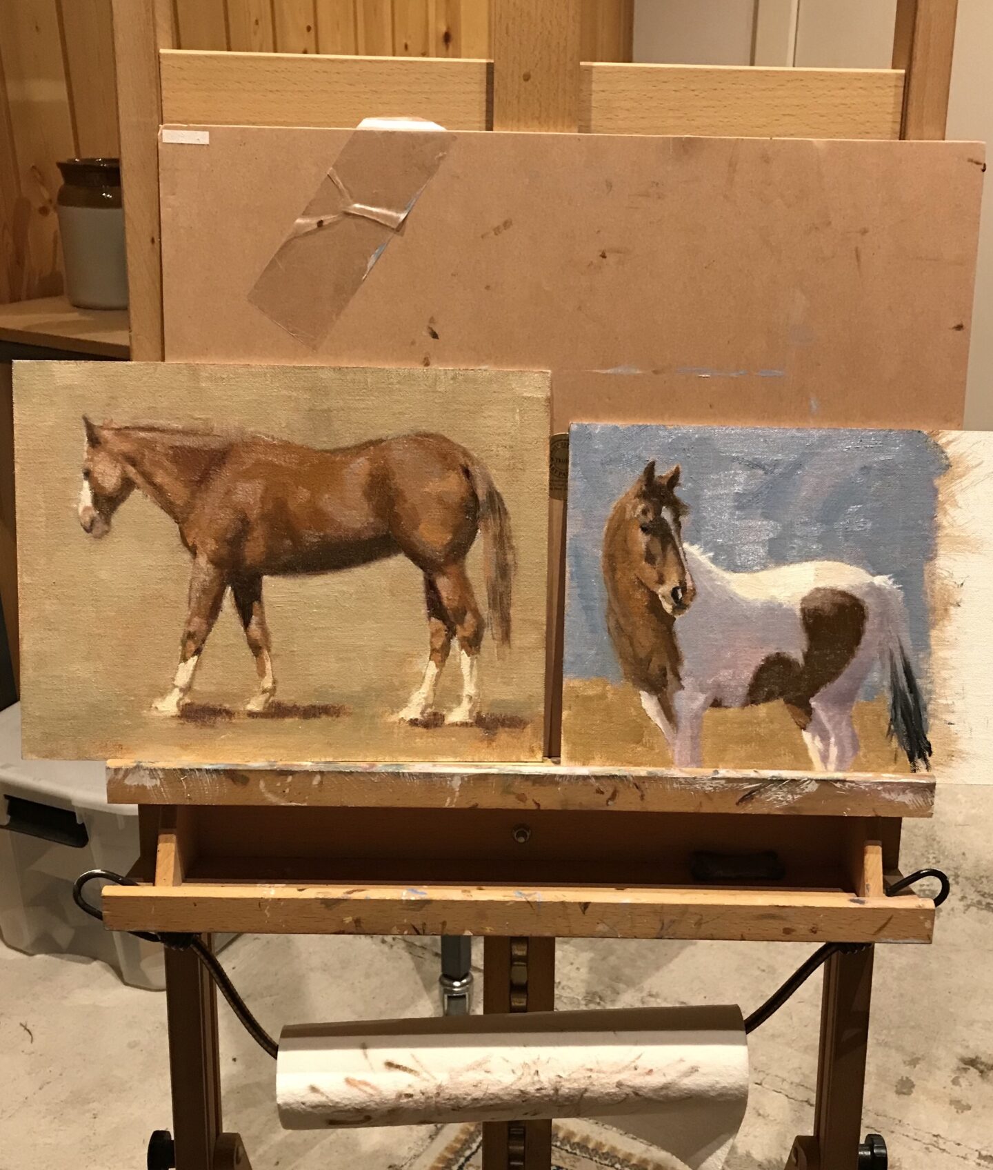 Horse paintings in oil.