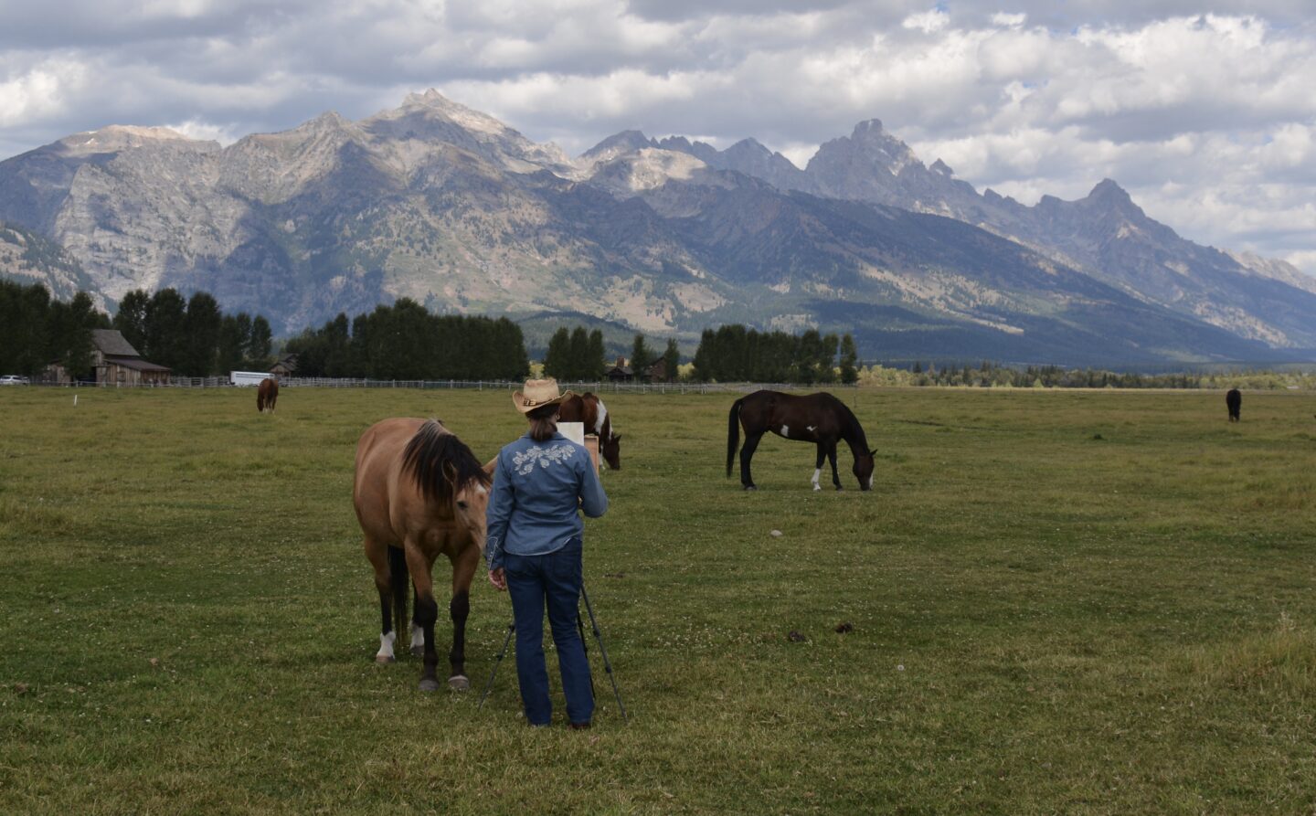 Painting horses in Jackson Hole, WY.