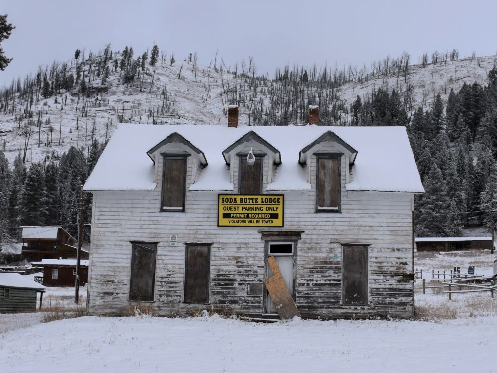 Abandoned brothel in the wolf watching town Cooke City, Montana