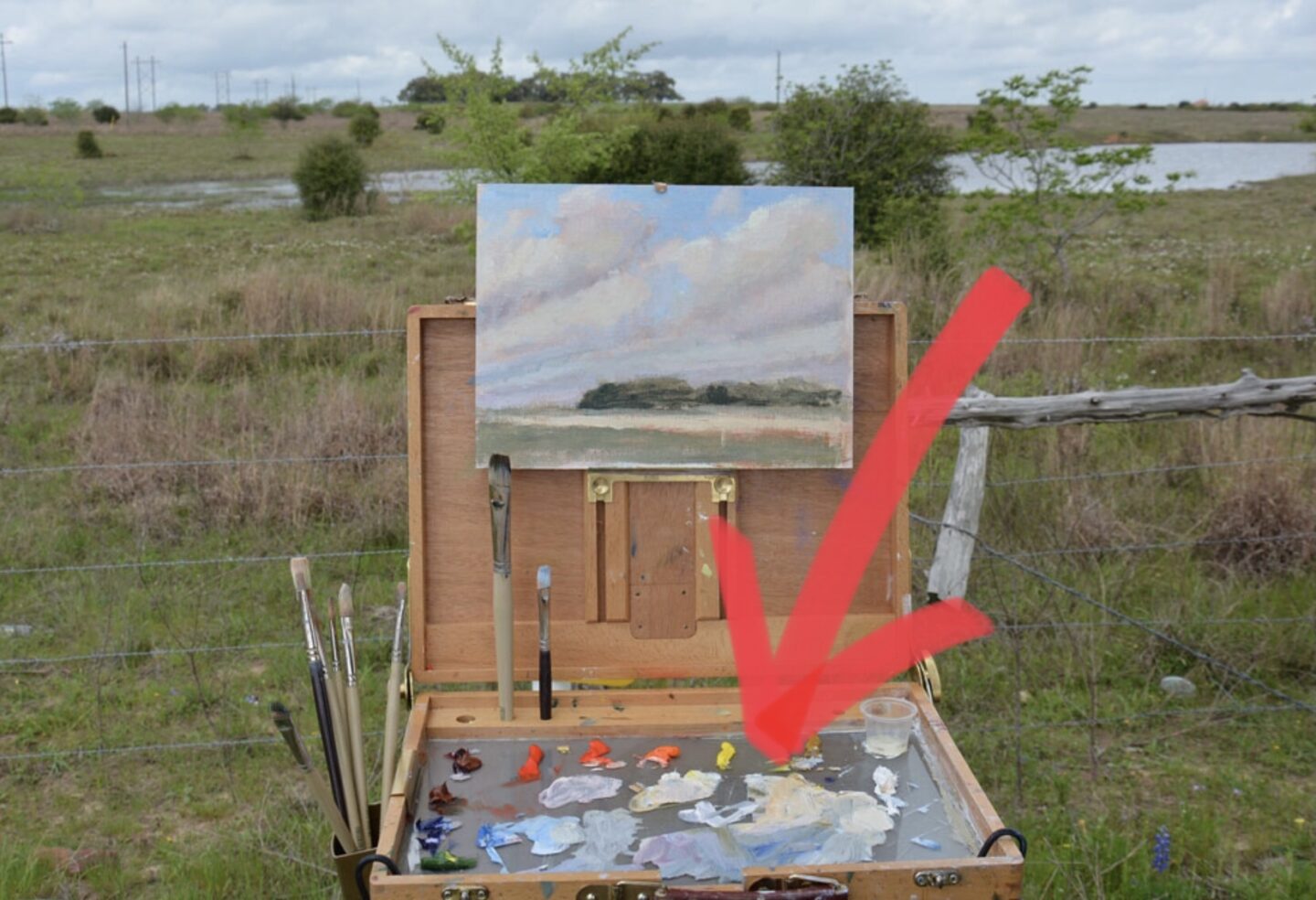 Plein air painting with a glass palette