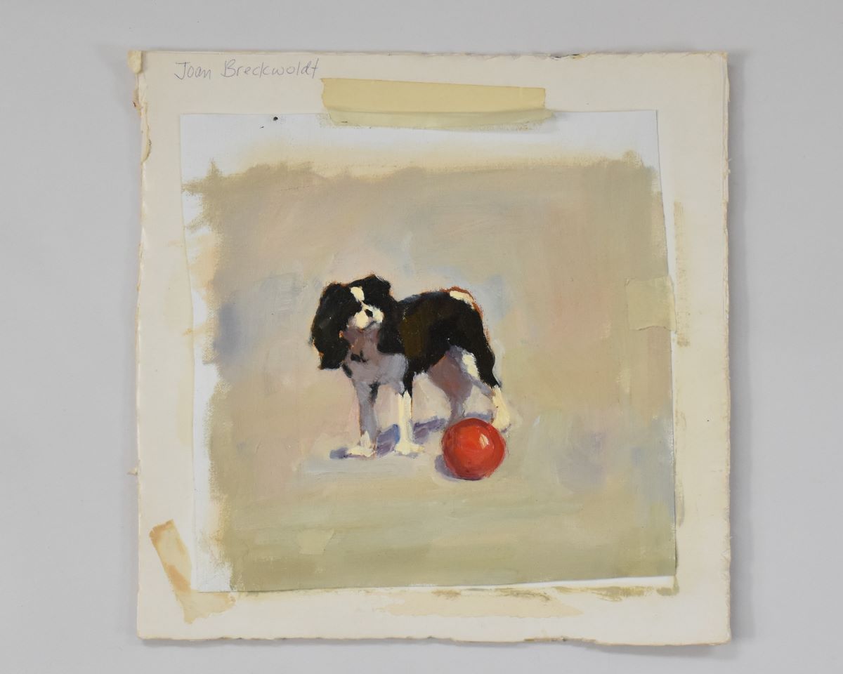 unstretched dog canvas painting